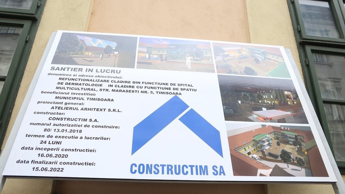 Lucrările la noul centru multicultural al Timișoarei, fostă clinică de dermatologie, sunt blocate. Constructor: ”Nu ai cum să tencuiești în cameră unde sunt pacienți care fac chimioterapie” / Primăria dă vina pe constructor: ”va trebui să îl penalizăm”