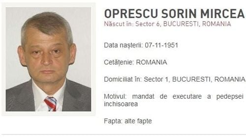 Sorin Oprescu, dat în urmărire generală după ce a fost condamnat la 10 ani și 8 luni de închisoare