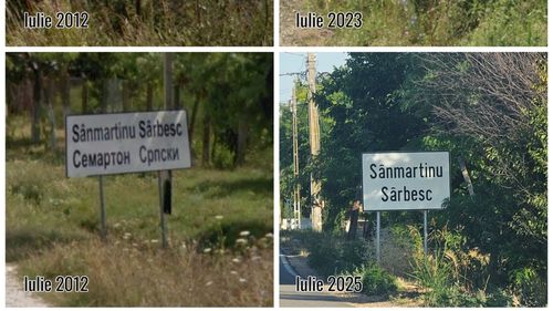 Sânmartinu Maghiar și Sânmartinu Sârbesc au devenit doar românești / Plângere la Prefectura Timiș, după ce plăcuțele bilingve de aici au fost schimbate cu unele doar în limba română