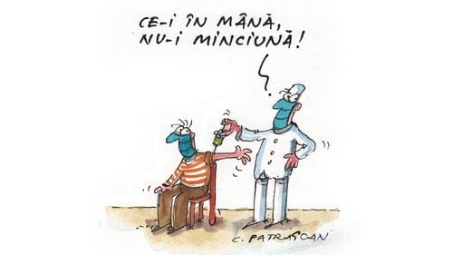 Caricatură pentru promovarea vaccinării, postată de Comisia Europeană în România pe Facebook: "Ce-i în mână, nu-i minciună!"