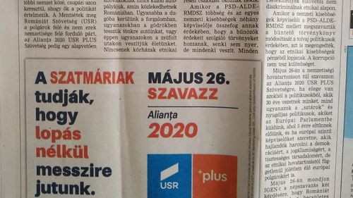 Alianța USR PLUS, afișe electorale în limba maghiară în Harghita și Covasna