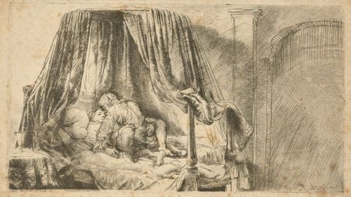 Casa de licitații Christie's din Londra vinde o gravură de Rembrandt pe care o consideră atât de picantă, încât merită un avertisment de "conținut explicit" – premieră absolută în materie