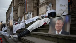 FOTO Gabriela Scutea, șefa Parchetului General, Klaus Iohannis și Victor Ponta, afișați în fotografii la protestul Colectiv de pe treptele Curții de Apel București, în ziua comemorării celor 6 ani de la tragedie