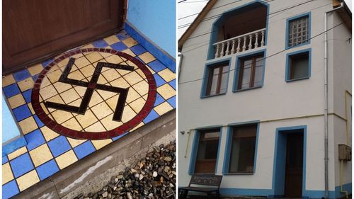 Casa ridicată vizavi de Judecătoria Agnita (Sibiu) a fost decorată cu o zvastică la intrare și sigla SS pe gard / Primar: „A fost sesizat Parchetul” / Proprietarul s-a reîntors din SUA, unde a locuit mai mulți ani