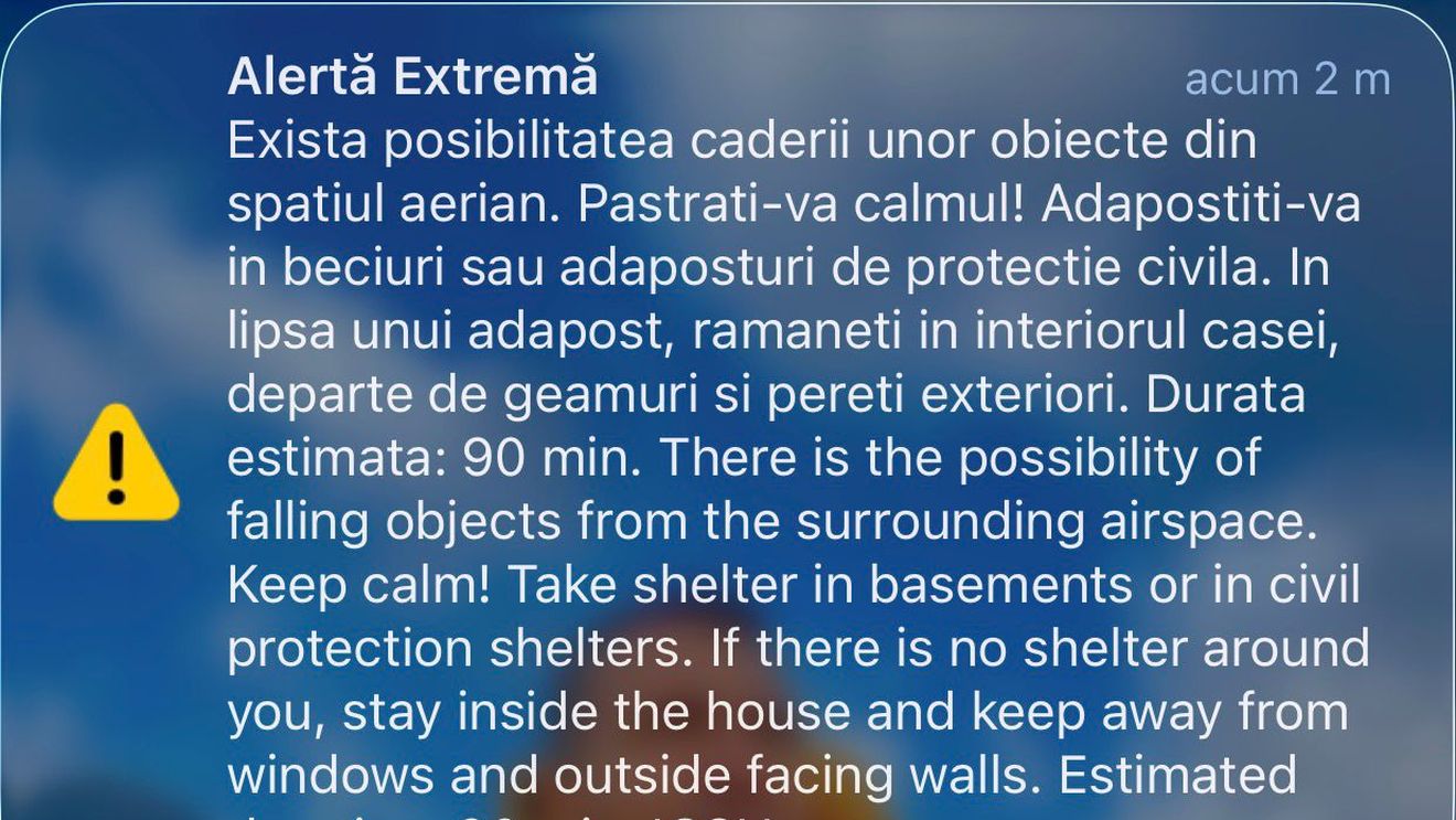 UPDATE Mesaj RO-Alert pentru zona de nord a județului Tulcea / Locuitorii sunt avertizați că este posibil să cadă obiecte din spațiul aerian / Două aeronave Eurofighter Typhoon ale Forţelor Aeriene Germane au fost ridicate din Baza 57 Aeriană 'Mihail Kogălniceanu'
