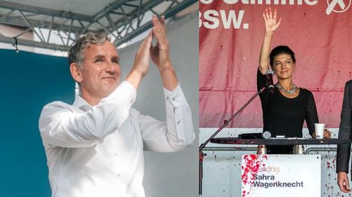 Alianța Sahra Wagenknecht (BSW, stânga naționalistă) cooptată la guvernare în două landuri din est – premieră în politica germană. Extrema dreaptă rămâne în opoziție, deși este cea mai puternică aici
