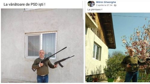 Un consilier local PNL din Dâmbovița s-a pozat cu două arme de asalt: „La vânătoare de PSD-iști”