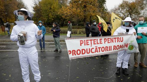 UPDATE Zeci de persoane protestează la această oră în Piața Victoriei: "Deschideţi pieţele!"/ Agricultorii organizează miercuri, în fața Guvernului, miting de protest