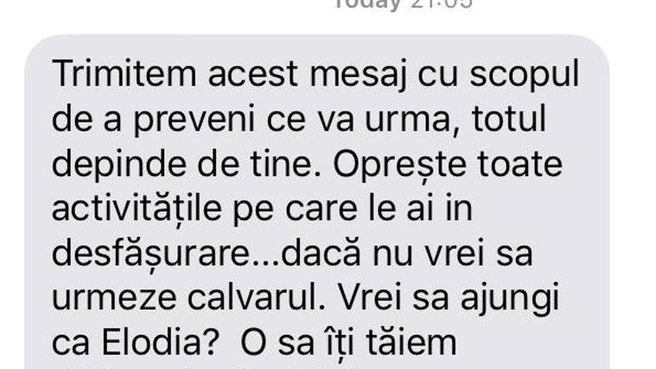 Emilia Șercan a publicat mesajul de amenințare pentru care foștii șefi ai Academiei de Poliție au fost condamnați la închisoare cu suspendare: „Vrei să ajungi ca Elodia? O să îți tăiem picioarele și mâinile”