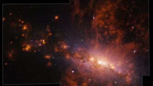 Astronomii au descoperit o galaxie, aflată la 88 de milioane de ani lumină de Soare, care îşi devorează vecinii / ”De-a lungul vieţii lor extrem de lungi, galaxiile se schimbă. Ele pot fura gaze şi chiar stele de la alte galaxii, sau pot fuziona”
