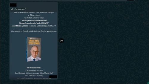 Studenții din Constanța, invitați pe grupurile de Whatsapp la lansarea cărții lui Mircea Geoană și o pizza cu secretarul general adjunct al NATO/ Universitatea nu este implicată (surse)
