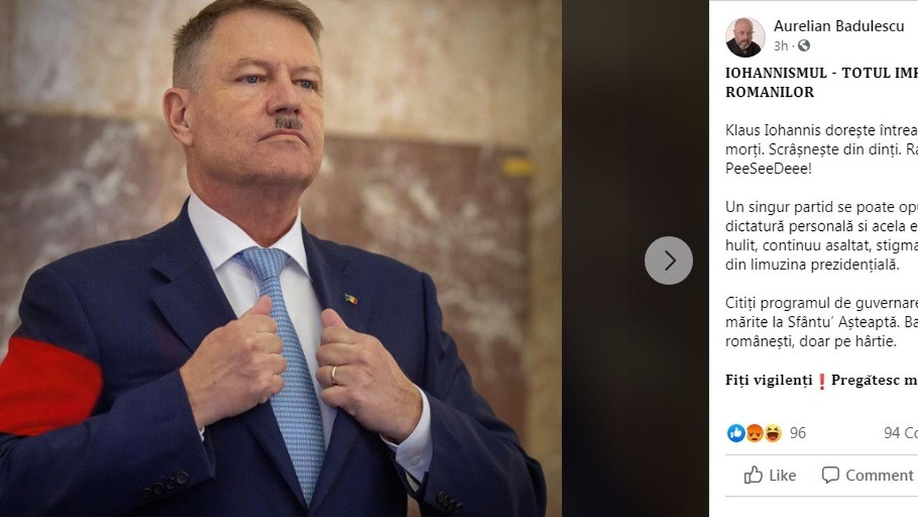 CNCD se autosesizează după ce fostul viceprimar Aurelian Bădulescu a publicat o fotografie în care îl asimilează pe Iohannis lui Hitler