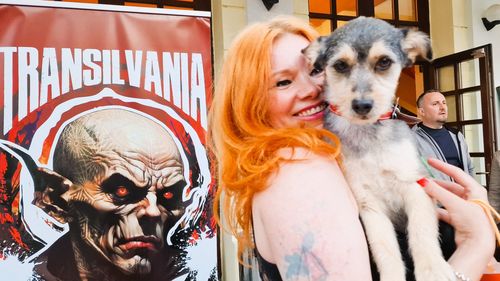 Țuchi, un cățel abandonat și salvat apoi de o sibiancă, a câștigat marele premiu la parada de la Transilvania Tattoo Expo / Cățelul a pozat pentru reclame în SUA