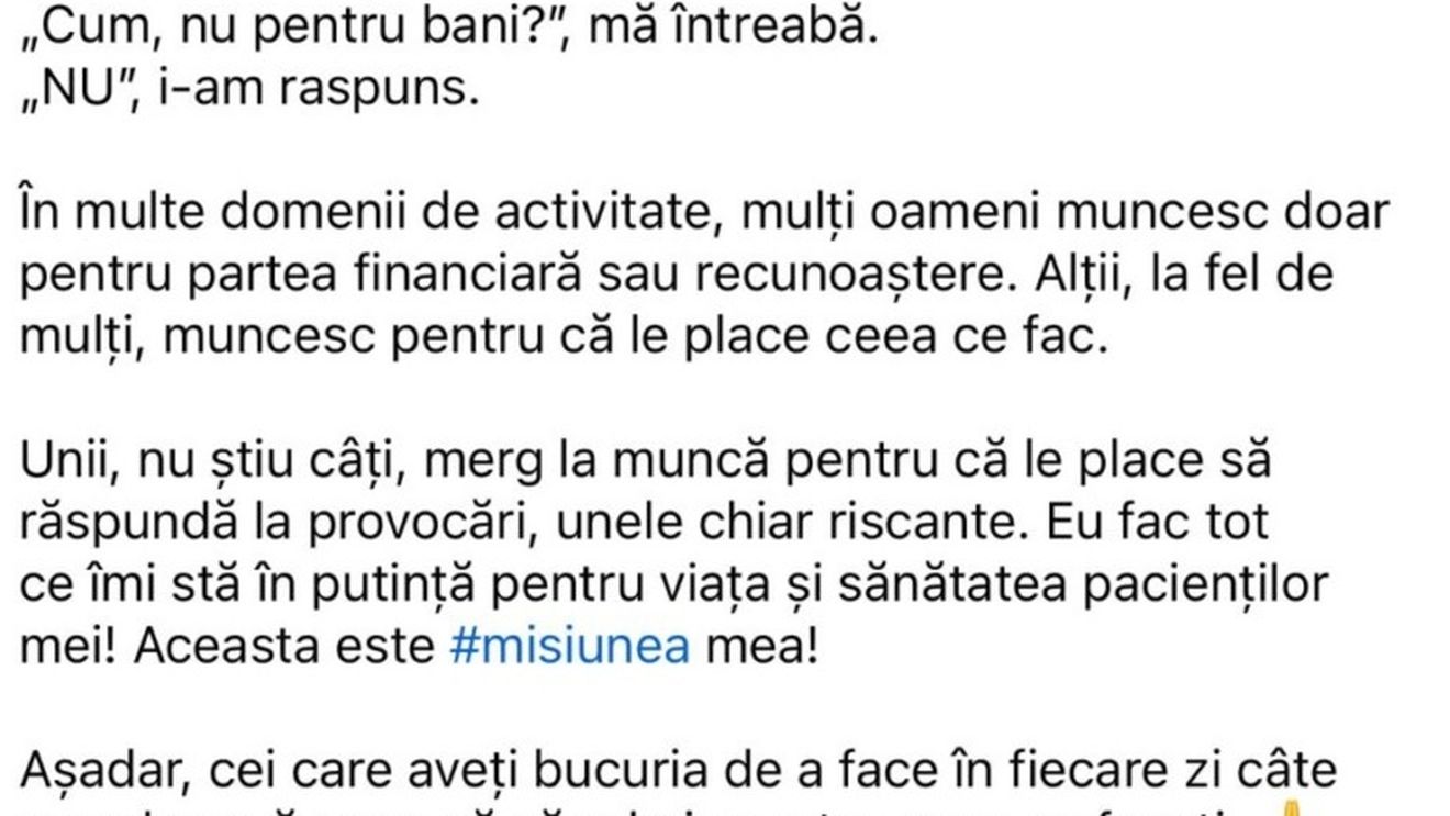 Nelu Tătaru, pe Facebook, în urmă cu 4 zile: „Nelu, tu pentru ce muncești atât la spital?, mă întreabă o cunoștință. „Pentru pacienți, îi răspund” / Acuzat de luare de mită în 100 de cazuri, șterge postarea