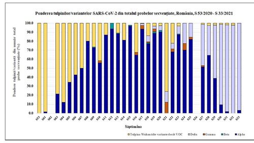 Încă trei decese la pacienți infectați cu varianta Delta, între care un bărbat de 56 de ani vaccinat / 40% din infectările cu noua tulpină nu au nicio legătură epidemiologică / Gheorghiță: Când se ajunge la 50% înseamnă că a devenit dominantă