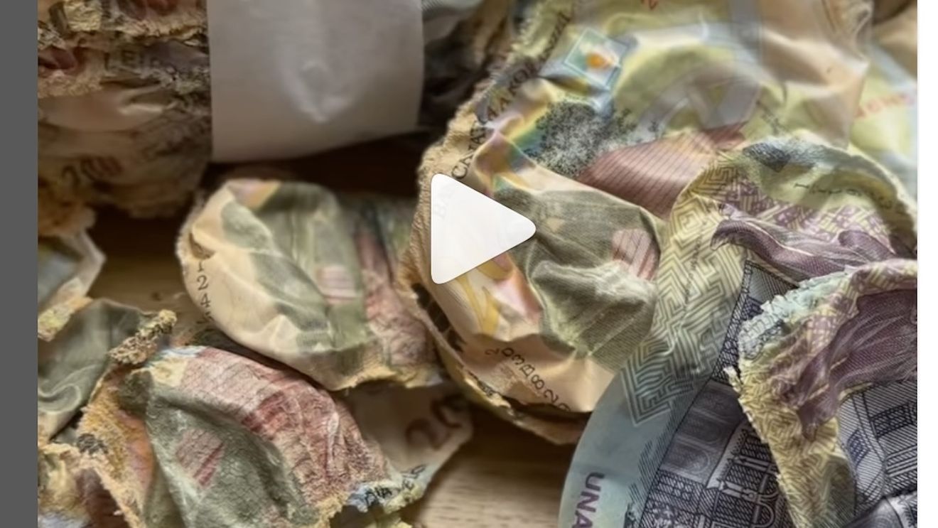 VIDEO BNR a schimbat banii parțial arși ai unei persoane care își ținea economiile în sobă / ”Contravaloarea lor a fost restituită integral”