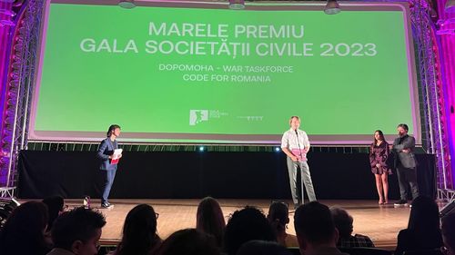 Dopomoha - War TaskForce, proiectul dezvoltat de Asociația Code for Romania pentru a ajuta refugiații ucraineni, este marele câștigător al Galei Societății Civile 2023