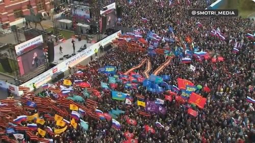 VIDEO Mii de bugetari ruși aduși cu forța la un miting în centrul Moscovei în sprijinul referendumurilor nerecunoscute din Donbas, Herson și Zaporojia