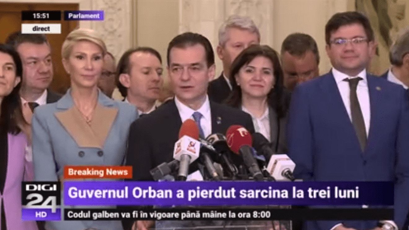 Derapaj mediatic. Burtiera Digi24 după adoptarea moțiunii de cenzură: „Guvernul Orban a pierdut sarcina la trei luni”