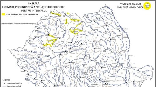 Hidrologii anunţă risc de viituri pentru râuri din şase judeţe, până sâmbătă la ora 9:00 / Posibile depăşiri ale cotelor de atenţie / Sunt vizate județele: Satu Mare, Maramureş, Bistriţa-Năsăud, Bihor, Cluj şi Alba