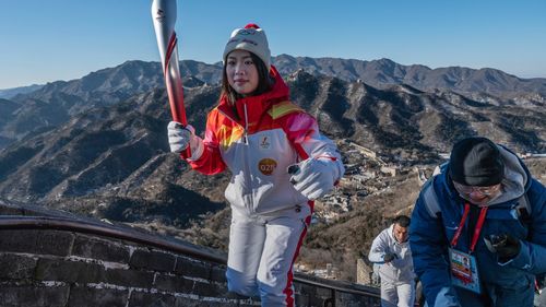 Flacăra Olimpică a ajuns la Marele Zid Chinezesc