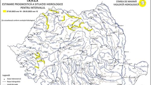 Cod galben de viituri, luni și marți, pe râuri din opt bazine hidrografice din țară: "Există riscul producerii de inundaţii locale"