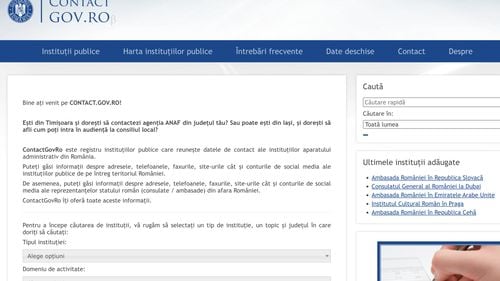 Guvernul a aprobat înfiinţarea şi administrarea Registrului Naţional al Datelor de Contact / Contact.gov.ro, platforma naţională în care se înregistrează datele de contact ale tuturor instituţiilor şi autorităţilor publice din România