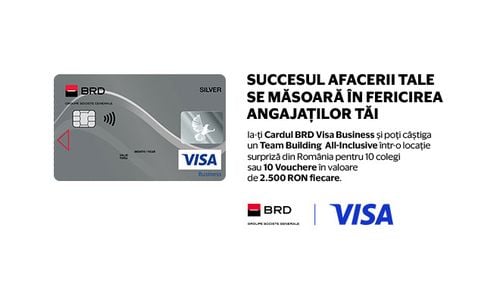 Afacerea ta e de succes atunci când și angajații sunt fericiți. Alege cardul BRD Visa Business și poți câștiga premii pentru tine și angajații tăi! (P)