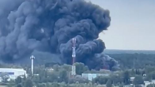 Incendiu foarte puternic la un depozit de îngrășăminte lângă Moscova