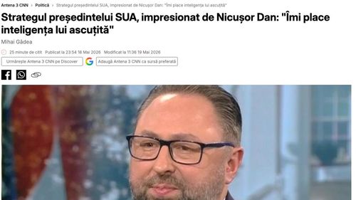Mediafax: Un apropiat al președintelui Trump acționează în cadrul contractului de consultanță semnat de Administrația prezidențială cu firma Eversheds Sutherland / Prima acțiune declarată: un interviu la Antena 3