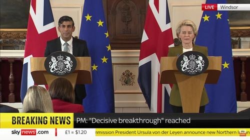 VIDEO „Acordul cadrul de la Windsor”. Premierul Rishi Sunak anunță că Regatul Unit și UE au ajuns la un nou acord privind Protocolul pentru Irlanda de Nord: „Am făcut un progres decisiv”