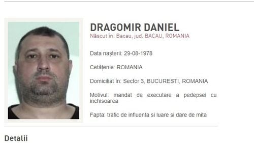 UPDATE Daniel Dragomir a fost dat în urmărire de Poliția Română/ Fostul locotenent colonel SRI a fost condamnat definitiv pentru corupție