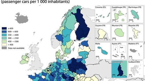 Gradul de motorizare în UE: Un autoturism la fiecare doi locuitori. România, cea mai mică rată de motorizare din Uniune. Situația pe regiuni