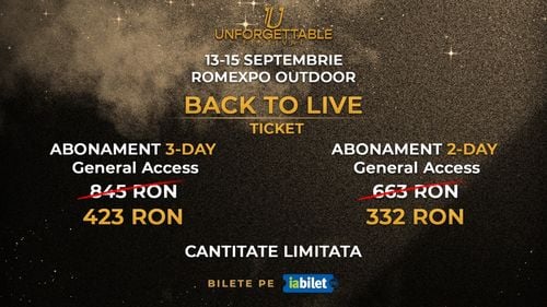 Unforgettable Festival anunță locurile VIP aproape de epuizare și lansează oferta specială Back to Live ticket (Parteneriat)