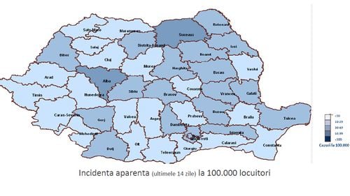 GRAFICE Analiză INSP: Aproape jumătate din cazurile de coronavirus înregistrate în ultima săptămână au fost în București și patru județe / În continuare una din șase infectări este în rândul personalului medical
