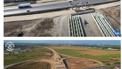 VIDEO Autostrada Bucureștiului : nicio grindă montată în 6 luni la nodul A0-A1 de pe lotul Aktor. Comparație iulie 2023-februarie 2024