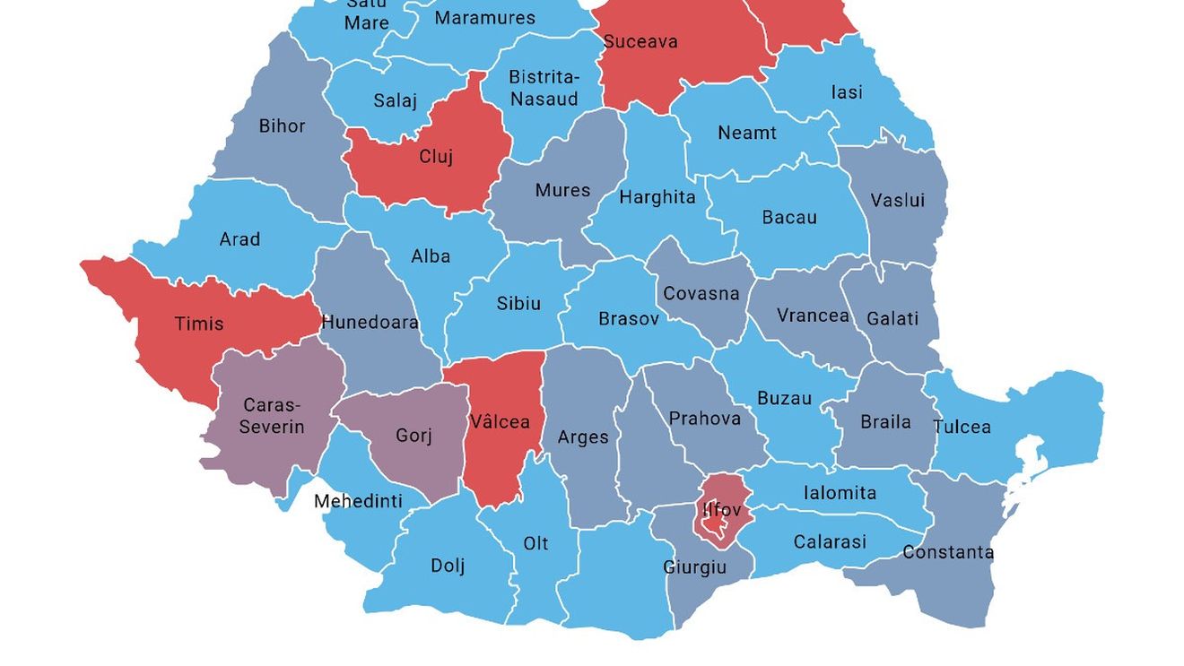 HARTA cazurilor de COVID-19 cu tulpina UK depistate în România: 164 de infectări distribuite în toate regiunile țării / Mai mult de jumătate dintre acestea sunt în București