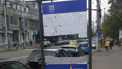 Un panou despre Pogromul de la Iaşi, distrus în mod repetat/ Primăria nu crede că e antisemitism, dar vrea mutarea panoului