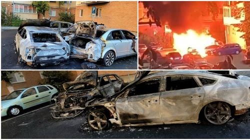 Patru mașini au ars complet iar alte patru au fost afectate după ce ar fi fost incendiate intenționat, pe o stradă din Arad