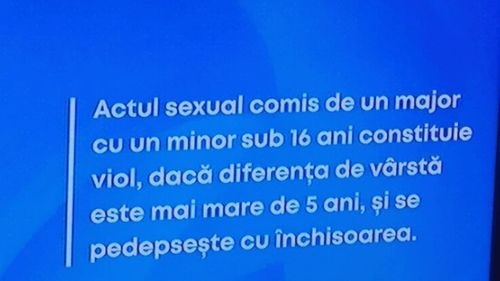 Asociația VeDem Just cere ministrului Justiției să inițieze un proiect de modificare a avertismentelor de pe TV privind actele sexuale cu minori