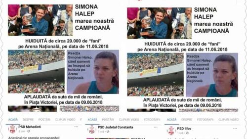 VIDEO Operațiune de intoxicare fără precedent a PSD. Zeci de organizații județene au postat mesajul că Simona Halep a fost huiduită, nu Gabriela Firea
