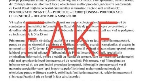 Poliția Română, avertisment asupra unei campanii de mesaje FAKE trimise în numele instituției: Recomandăm să nu dați importanță unor astfel de mesaje, mail-uri sau orice altă abordare similară