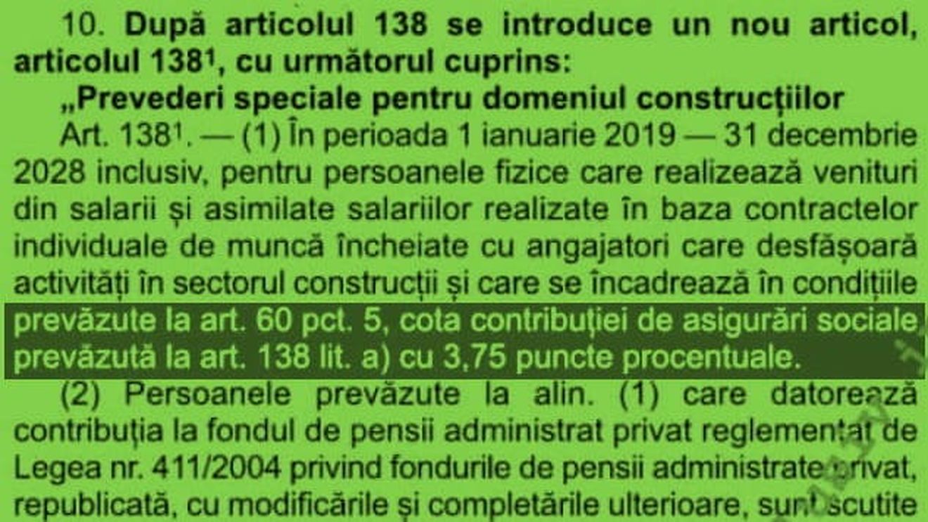 Greşeală gramaticală gravă făcută de Guvern în ordonanţa cu măsuri fiscale: situaţia contribuţiei la pensii pentru constructori nu are verb, nu se ştie dacă scade sau creşte