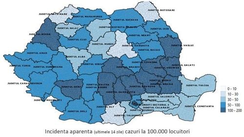 DOCUMENT Trendul epidemiei de COVID-19, ascendent în ultima săptămână în 15 județe și descendent în 10 județe. În București a fost stabil