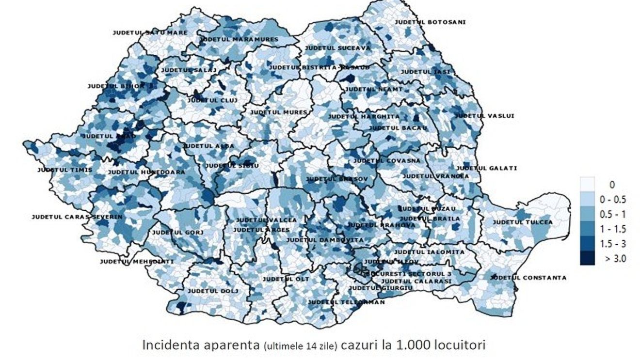 INSP: București și șase județe au vulnerabilitate ridicată legată de epidemia de COVID-19 / Rata de pozitivare a testelor pentru coronavirus este 5% la nivel național - Grafice