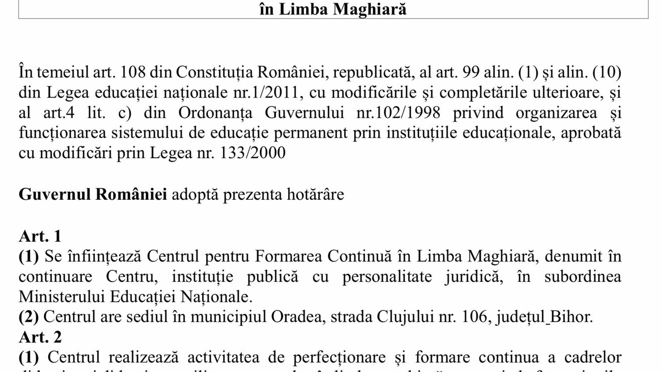 Perfecționarea profesorilor de limbă maghiară – Guvernul vrea să înființeze un Centru pentru formarea continuă în Limba Maghiară, la Oradea