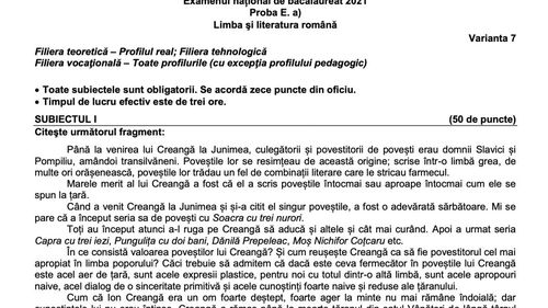 BAC 2021 – Subiectele și baremul de la Limba și literatura română, primul examen de bacalaureat din sesiunea specială: “Amintiri de la Junimea din Iași” de George Panu și eseu despre particularitățile unui text narativ de Sadoveanu sau Rebreanu