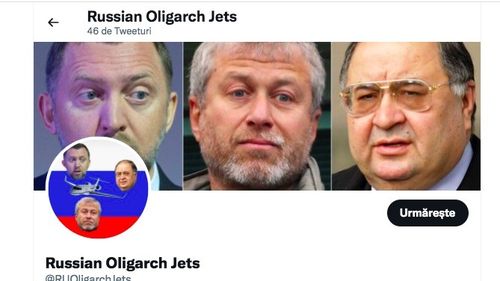 Două conturi au fost create pe Twitter pentru urmărirea „jet-urilor” oligarhilor ruşi, de către un tânăr din Florida care a monitorizat în trecut zborurile avionului privat al magnatului Elon Musk