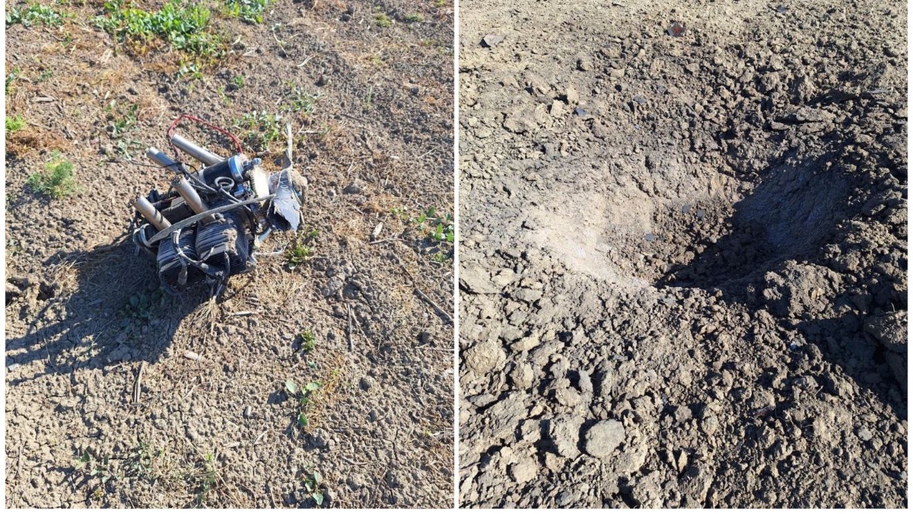 BREAKING | Crater cu diametrul de 1,5 metri pe un câmp din localitatea Pardina, județul Tulcea / Un motor ce pare a proveni de la dronă, găsit la 20 de metri și un proiectil cu 2 kilograme de explozibil, descoperit într-o curte