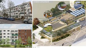 FOTO Bloc de patru etaje din zona Favorit, regenerat ecologic cu materiale naturale și primul acoperiș verde / Centru de inovare în fostul restaurant, proiect de 6,2 milioane euro în Sectorul 6